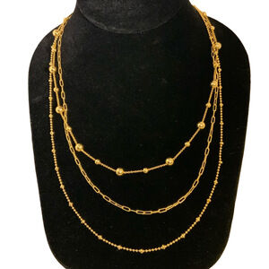 J.Crew Gold Multi-Strand Beaded 18” Necklace with Dust Bag – NWT